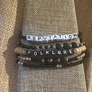 Black and Tan Beaded Bracelets with Letter Beads Taylor Swift Tour